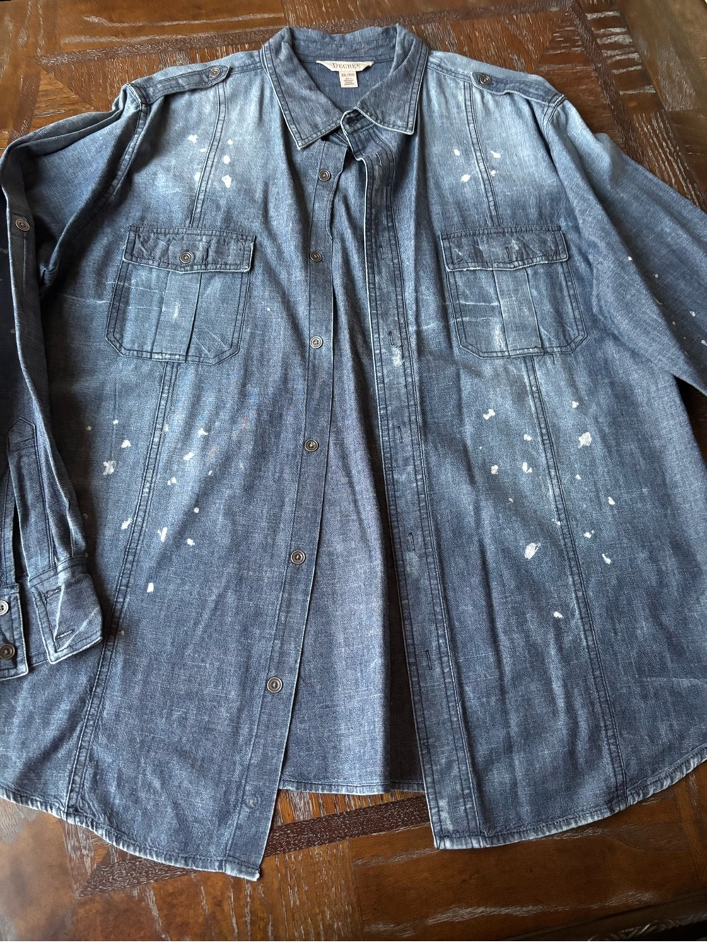 Decree Denim Men’s Button-Up Shirt with Paint Splatter